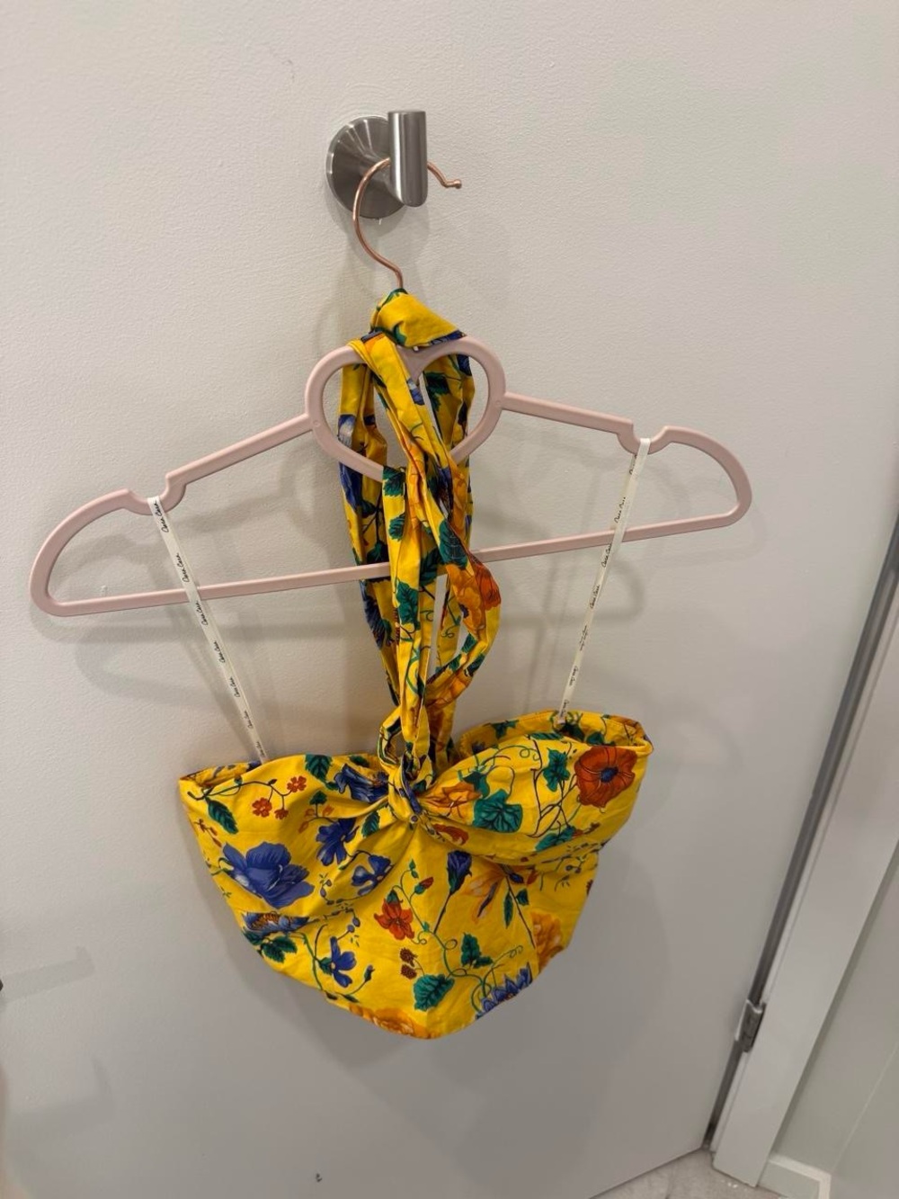 Cara Cara NWOT Piana Floral Cotton Halter Top in “Floral Scarf Yellow”, Size M
